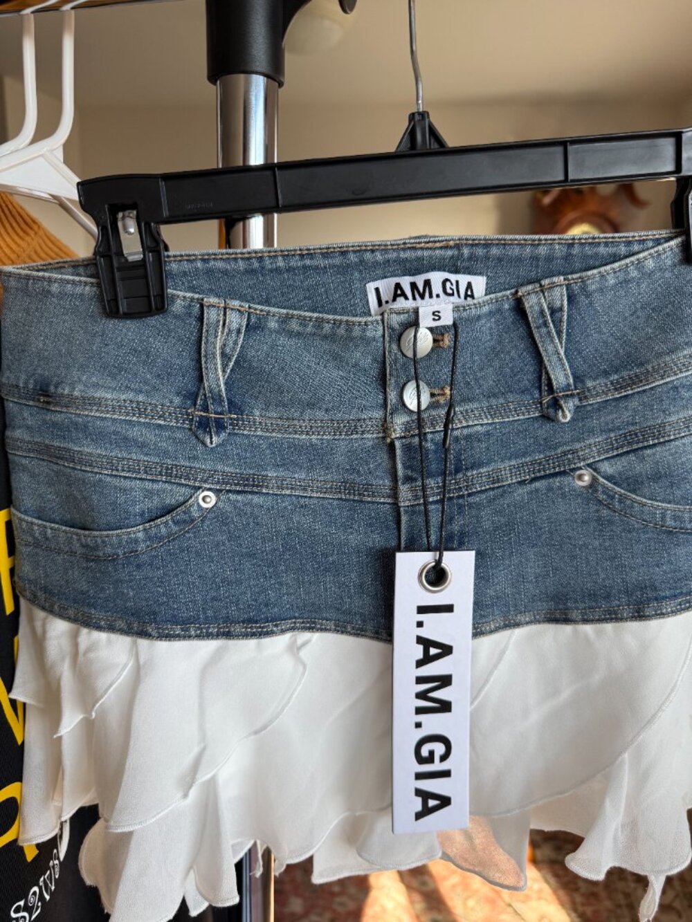 NWT I.AM.GIA Lizzie Y2K Low Rise Mini Skirt Blue White S